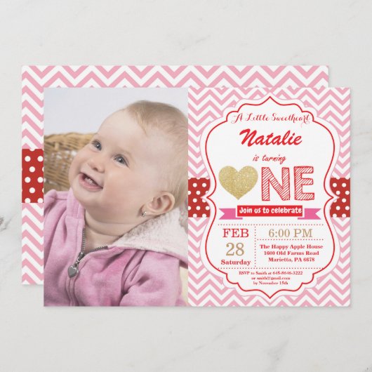 Valentinsgruß-Geburtstag unser kleiner Schatz Einladung (Vorne/Hinten)