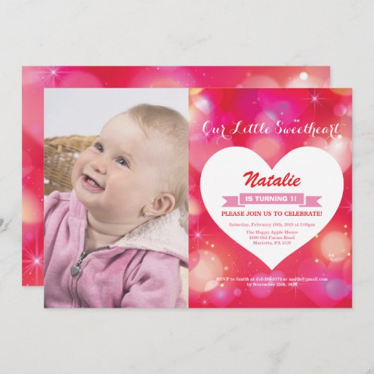 Valentinsgruß-Geburtstag unser kleiner Schatz Einladung (Vorne/Hinten)