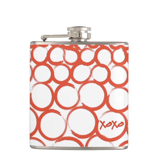 Valentinsgruß gemaltes XOXO Flachmann (Vorderseite)