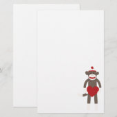 Valentinsgruß-Herz-Socken-Affe Briefpapier (Vorne/Hinten)