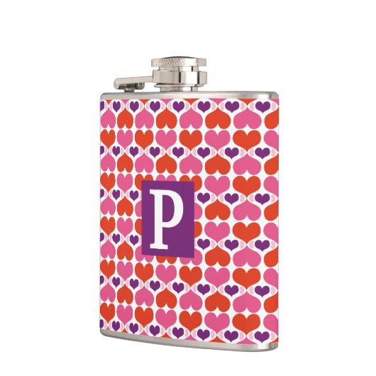 Valentinsgruß-Herz-Steppdecken-Monogramm Flachmann (Links)