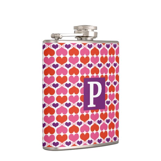 Valentinsgruß-Herz-Steppdecken-Monogramm Flachmann (Rechts)