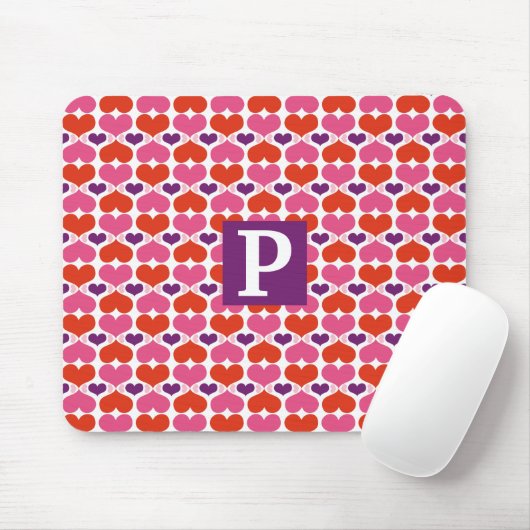 Valentinsgruß-Herz-Steppdecken-Monogramm Mousepad (Mit Mouse)