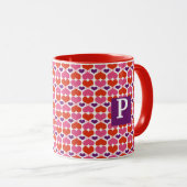 Valentinsgruß-Herz-Steppdecken-Monogramm Tasse (VorderseiteRechts)