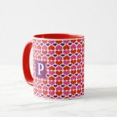 Valentinsgruß-Herz-Steppdecken-Monogramm Tasse (Vorderseite Links)