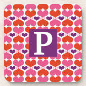 Valentinsgruß-Herz-Steppdecken-Monogramm Untersetzer (Vorderseite)