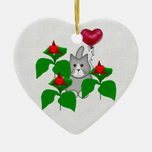 Valentinsgruß-Miezekatze-Katze Keramikornament