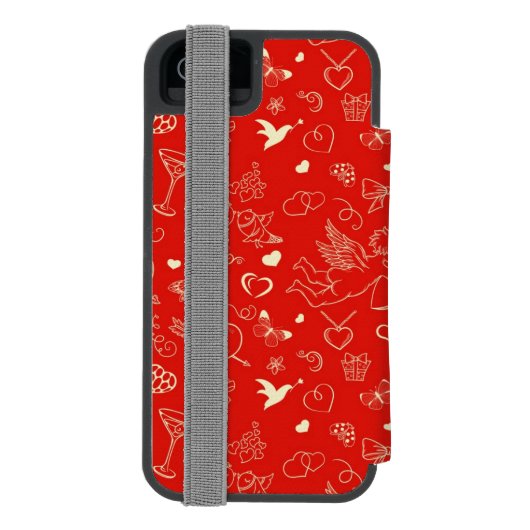 Valentinsgruß-Muster 2 Incipio iPhone Geldbeutel-Hülle (Folio Rückseite)