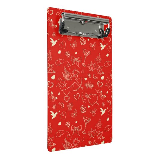 Valentinsgruß-Muster 2 Mini Klemmbrett (Schrägansicht)