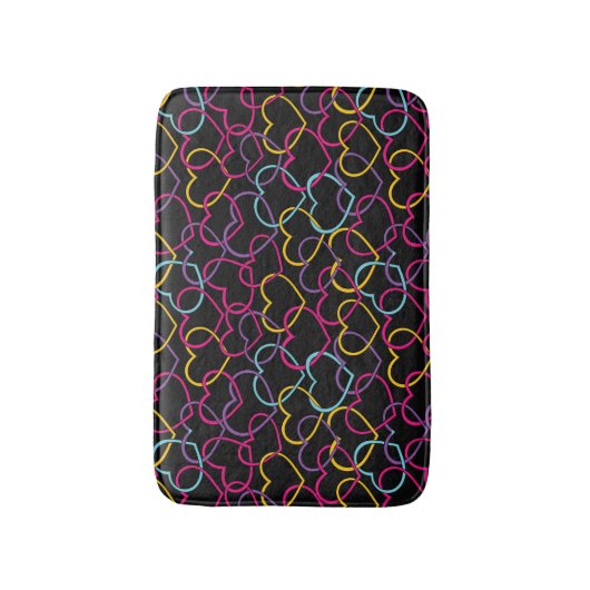 Valentinsgruß-Muster mit Farbherzen Badematte (Vorderseite Vertikal)