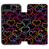 Valentinsgruß-Muster mit Farbherzen Incipio iPhone Geldbeutel-Hülle (Folio Geöffnet)