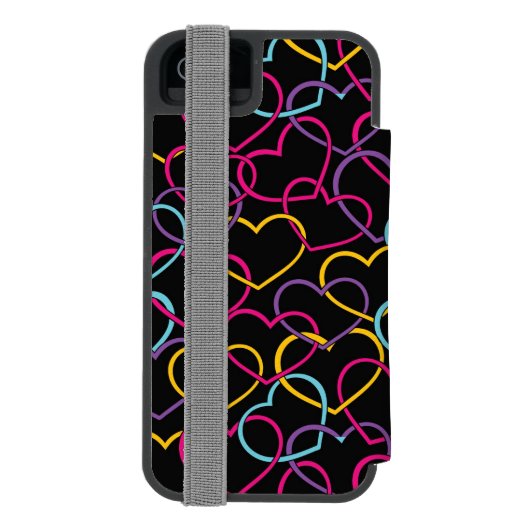 Valentinsgruß-Muster mit Farbherzen Incipio iPhone Geldbeutel-Hülle (Folio Rückseite)