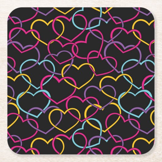 Valentinsgruß-Muster mit Farbherzen Rechteckiger Pappuntersetzer (Vorderseite)