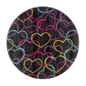 Valentinsgruß-Muster mit Farbherzen Schneidebrett (Vorderseite)