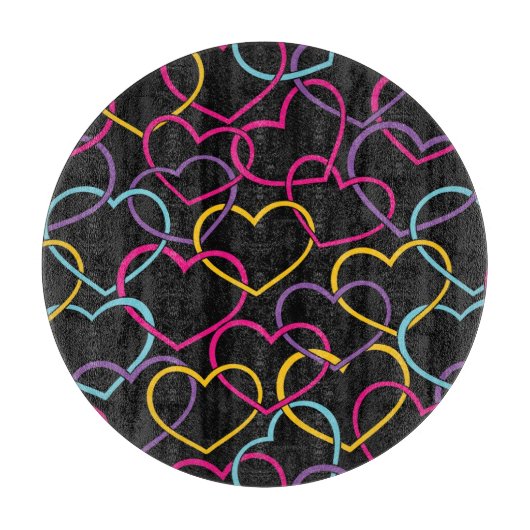 Valentinsgruß-Muster mit Farbherzen Schneidebrett (Vorderseite)