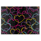 Valentinsgruß-Muster mit Farbherzen Schneidebrett (Vorderseite)