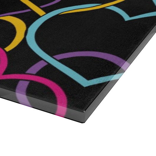 Valentinsgruß-Muster mit Farbherzen Schneidebrett (Ecke)