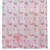 Valentinsgruß-Paris-Mädchen-Eiffeltower im Rosa - Duschvorhang (Vorderseite)