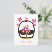 Valentinsgruß-Pinguin Feiertagspostkarte (Stehend Vorderseite)