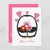 Valentinsgruß-Pinguin Feiertagspostkarte (Vorne/Hinten)