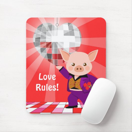 Valentinsgrußdiscoschwein Mousepad (Mit Mouse)