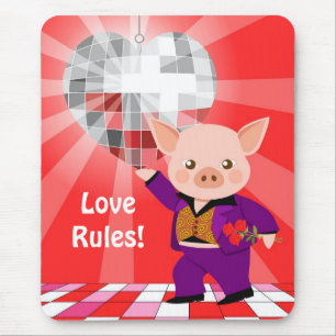 Valentinsgrußdiscoschwein Mousepad