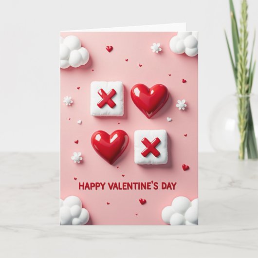 Valentinsgrüße Tic Tac Toe Karte (Vorderseite)