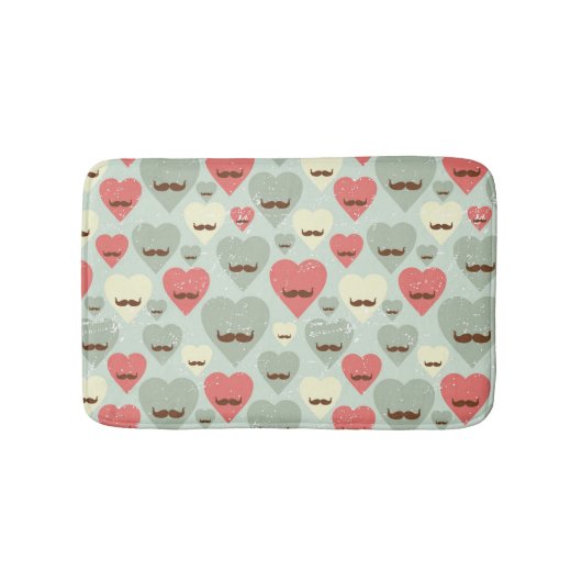 Valentinsgrußmuster mit Herzen und dem Schnurrbart Badematte (Vorderseite)