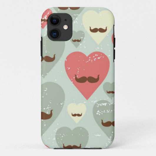 Valentinsgrußmuster mit Herzen und dem Schnurrbart Case-Mate iPhone Hülle (Rückseite)