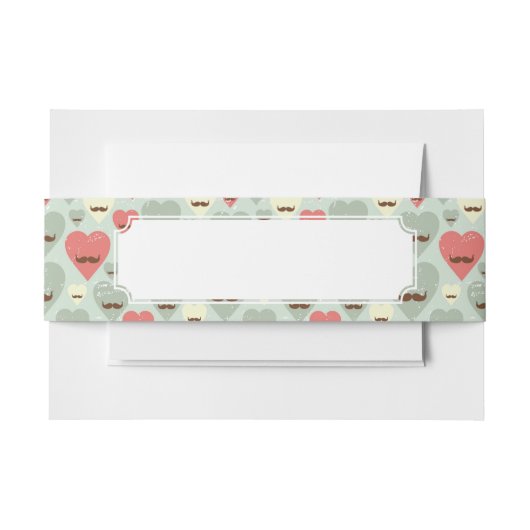 Valentinsgrußmuster mit Herzen und dem Schnurrbart Einladungsbanderole (Vorderseite Beispiel)