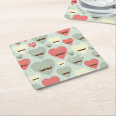 Valentinsgrußmuster mit Herzen und dem Schnurrbart Rechteckiger Pappuntersetzer (angewinkelt)