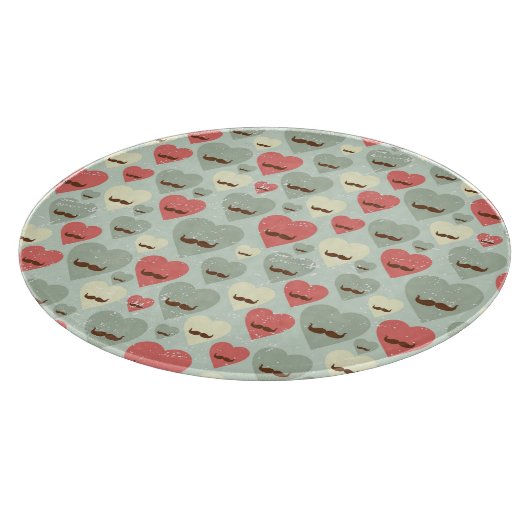 Valentinsgrußmuster mit Herzen und dem Schnurrbart Schneidebrett (Ecke)