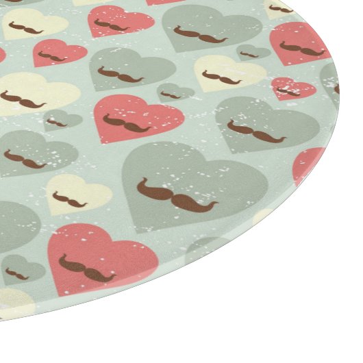 Valentinsgrußmuster mit Herzen und dem Schnurrbart Schneidebrett (Ecke)