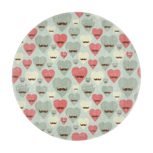 Valentinsgrußmuster mit Herzen und dem Schnurrbart Schneidebrett (Vorderseite)