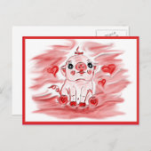 Valentinsgrußschweinpostkarte Feiertagspostkarte (Vorne/Hinten)