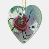 Valentinsgrußweasel-Verzierung Keramikornament (Links)