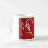 Valentinsherz auf rotem Hintergrund Kaffeetasse (Vorderseite Links)