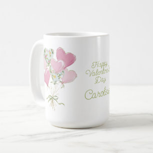 Valentinsherz rosa und grüne Herzballons Kaffeetasse