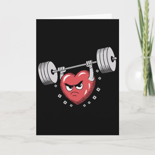 Valentinsherz stemmt Gewichte lustiger Workout Karte (Vorderseite)