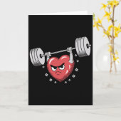 Valentinsherz stemmt Gewichte lustiger Workout Karte (Gelbe Blume)