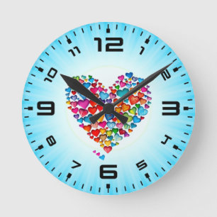 Valentinsherz Wasserfarben-Design-57393 Runde Wanduhr