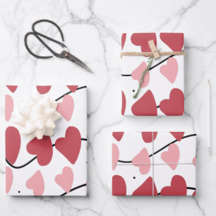Valentinsherzen-Kritzeleien-Punkte-Muster     Geschenkpapier Set
