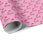 Valentinsherzen-Muster auf rosa Geschenkpapier (Rolleneckpunkt)