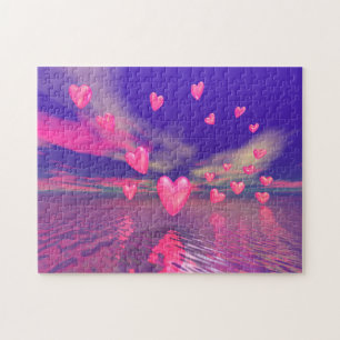Valentinsherzen über Wasser Puzzle