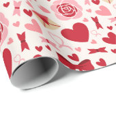 Valentinsherzen und Schleifen Geschenkpapier (Rolleneckpunkt)