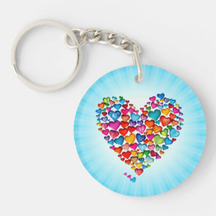 Valentinsherzform Wasserfarben-Design-57393 Schlüsselanhänger