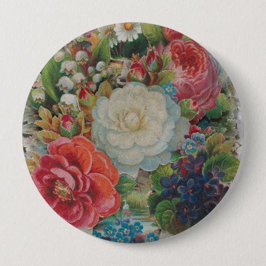 Valentinskarte aus der viktorianischen Ära, Blumen Button (Vorderseite)