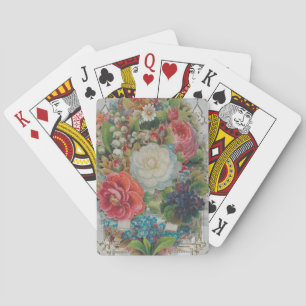 Valentinskarte aus der viktorianischen Ära, Blumen Spielkarten