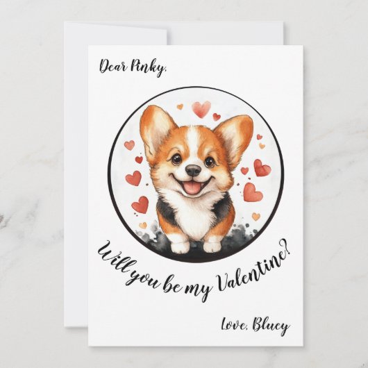 Valentinskarte Corgi Feiertagskarte (Vorderseite)