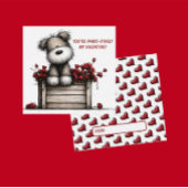 Valentinskarte für Kinder mit flauschigem Hund Mitteilungskarte